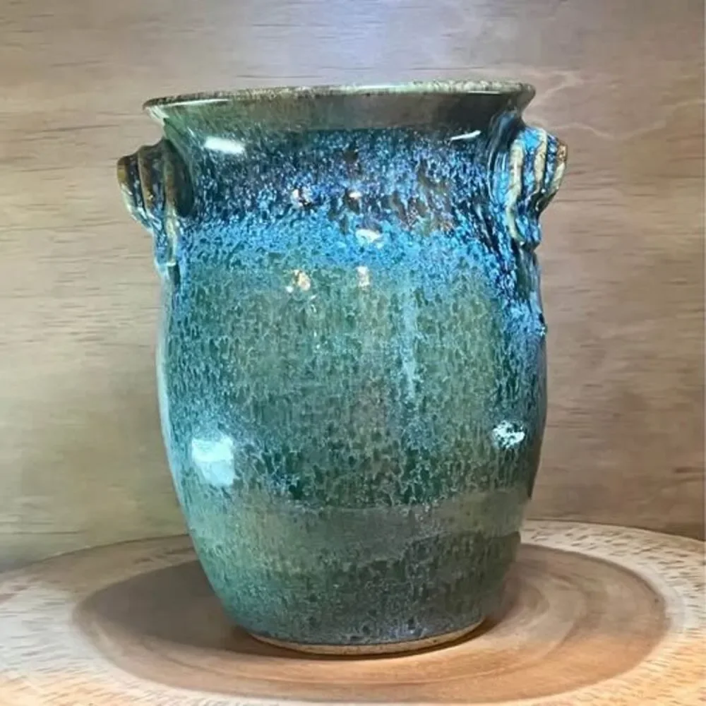 Pottery Vase Wine chiller pottery Signed hand spun